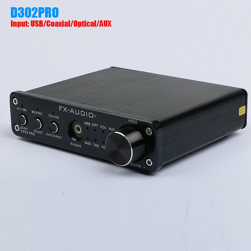 

FX-Audio D302PRO STA369BW PCM1808 AK4113VF Digital headphone amplifier Audio Input USB/Coaxial/Optical/AUX Support 24Bit/192KHz