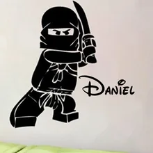 Новое персонализированное имя Ninjago лего Виниловая Наклейка для детей мальчик комната декор детская игровая комната Настенный декор лего Наклейка на стену