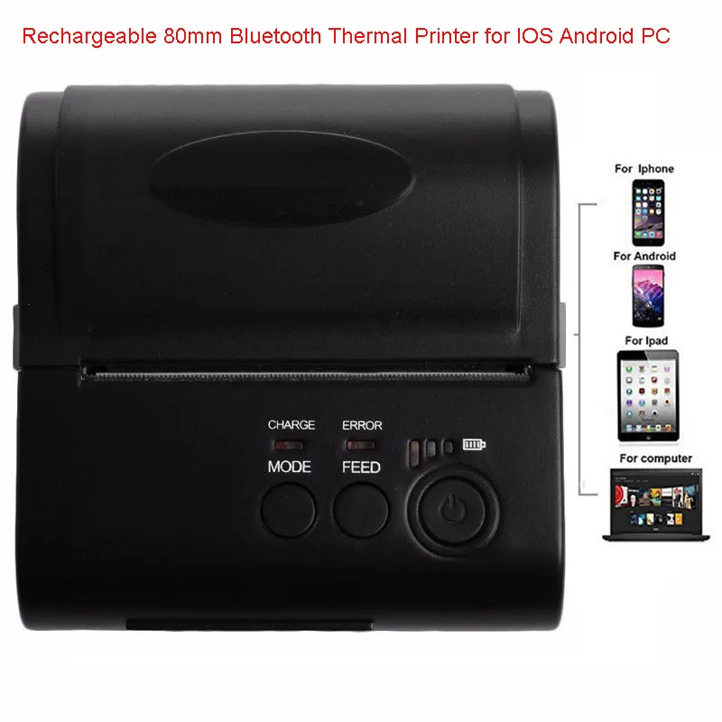 

NEW ZJ-8001 Portable Thermal Printer Support For Computer Apple/Android Mobile Phone 80mm Bluetooth Wireless Receip Print