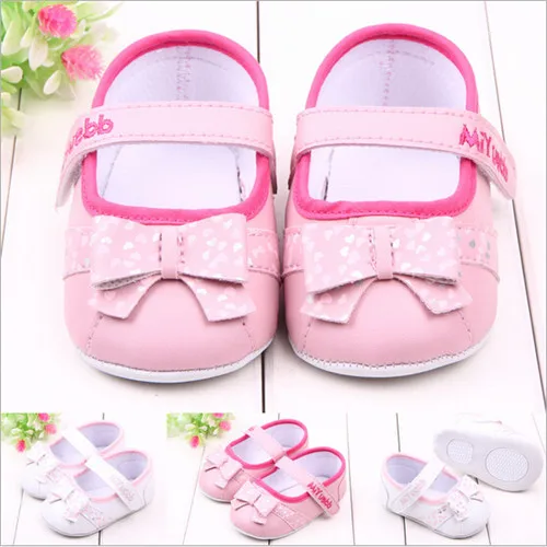 2015 Lovely Baby Shoes First Walkers Antiskid Toddler Kids Bowknot Crib