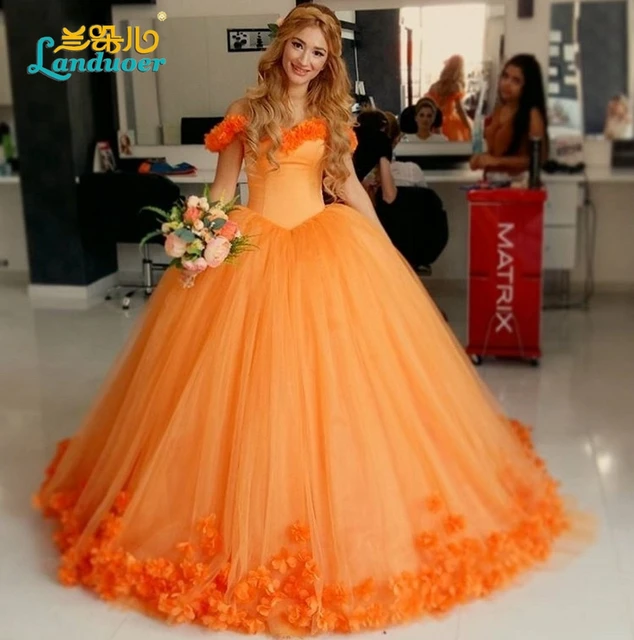 Fashion Orange Quinceanera Dresses Puffy Ball Gown Princess Quinceanera  Dresses 2017 Lace Up Corset Gold Sweet 15 Dress Vestidos - Quinceanera  Dresses - AliExpress
