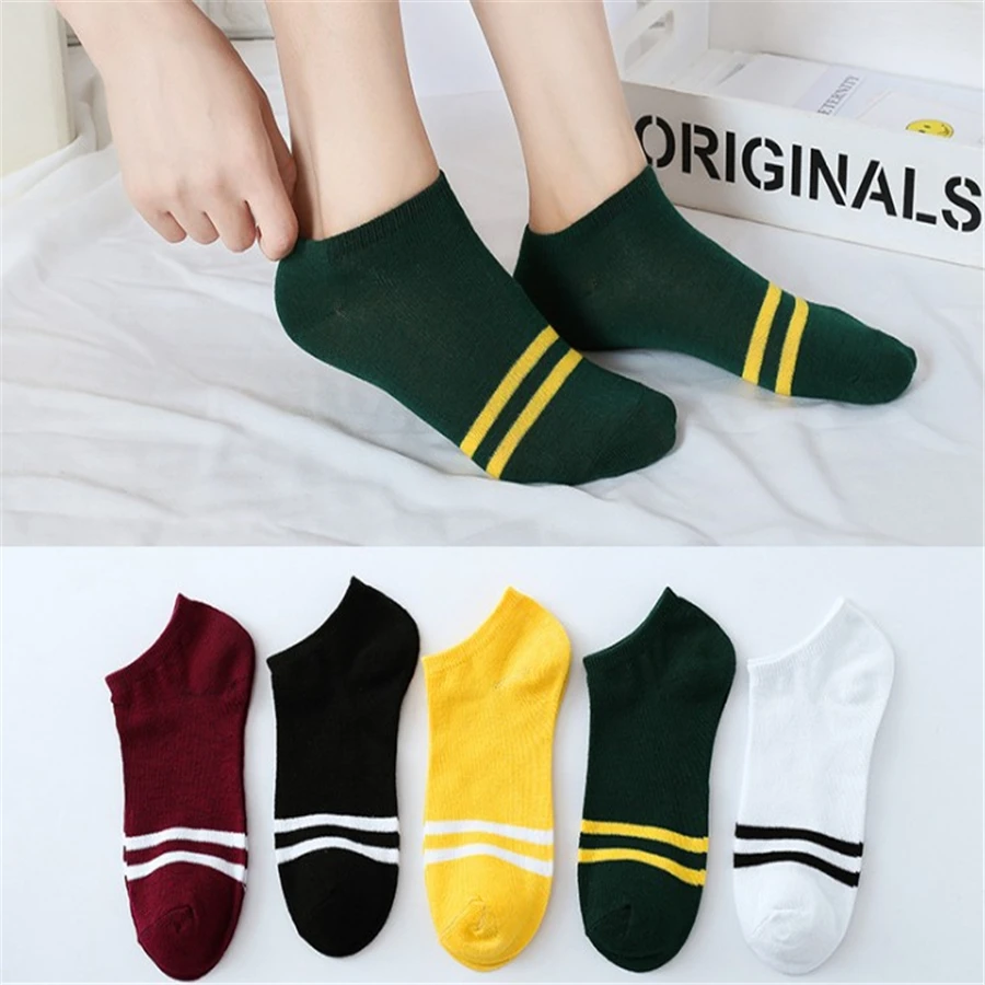 Hot Sale Unisex Men &amp Women Socks Comfortable Stripe summer thin Cotton Sock Slippers Short Men's Ankle 10pcs=5pairs | Женская