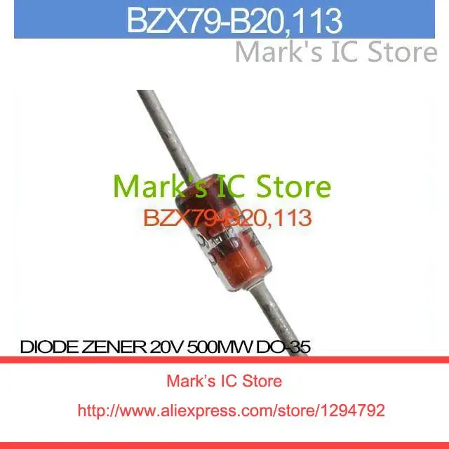BZX79 B20,113 DIODE ZENER 20V 500MW DO 35 BZX79 B20,1 79 B20, BZX79 B2
