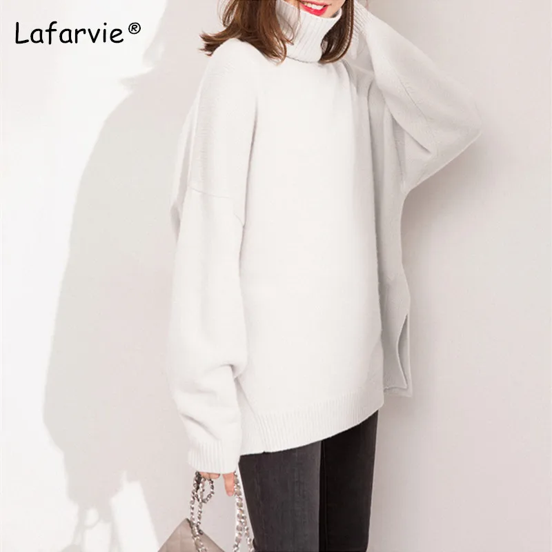 Lafarvie Turtleneck Knitted Cashmere Sweater Women Autumn Winter Warm Pullover Female Long Split Sweater Soft Loose Comfortable Lafarvie Turtleneck Knitted Cashmere Sweater Women Autumn Winter Warm Pullover Female Long Split Sweater Soft Loose Comfortable