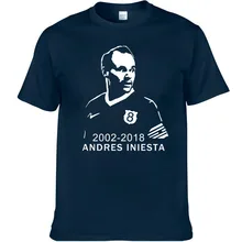 Высококачественная брендовая мужская футболка, новинка, Andres Iniesta, футболка с короткими рукавами и круглым вырезом, с рисунком, Барселона, Испания
