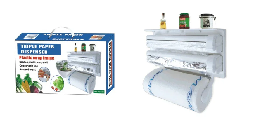 

More than 2017 functions of the three layer of plastic wrap paper towel rack cutter preservative film cutting box wrap frame