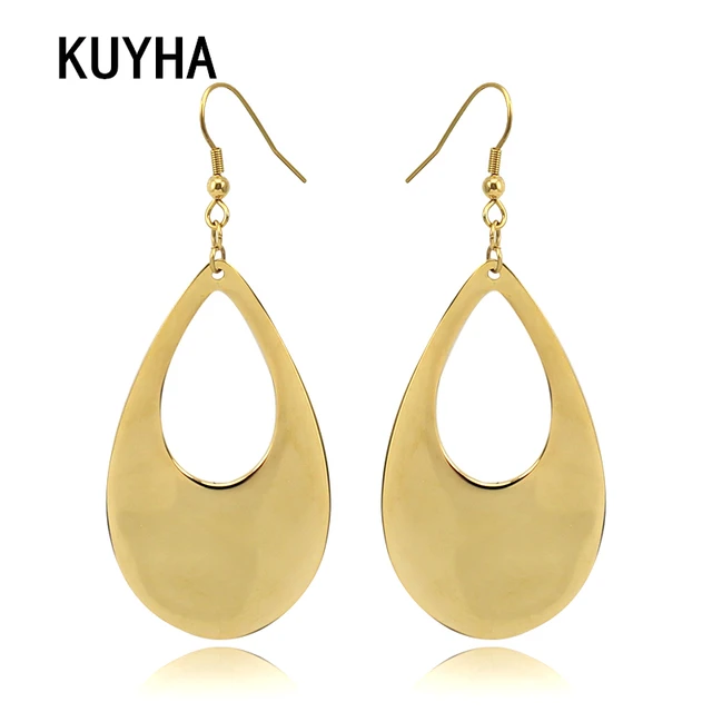 Latest Fashion Design Earrings For Women Trendy Gold Oval Geometric Latest Fashion Design Earrings For Women Trendy Gold Oval Geometric Metal Stud Ear Jewelry