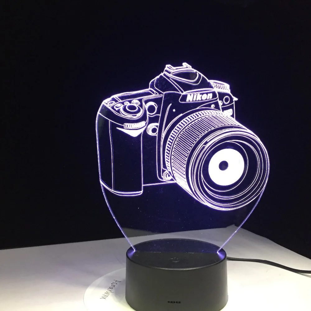 Светодиодный светильник иллюзия камеры Настольный USB RGB Ночной романтическая