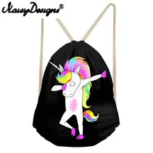 NOISYDESIGNS Funny Swag Unicorn Printing Colorful Drawstring Backpack man s Portable Bags Storage Pouch for women