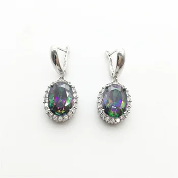 

Mystic Rainbow Zircon 925 Sterling Silver Jewelry Earrings For Women Free shipping