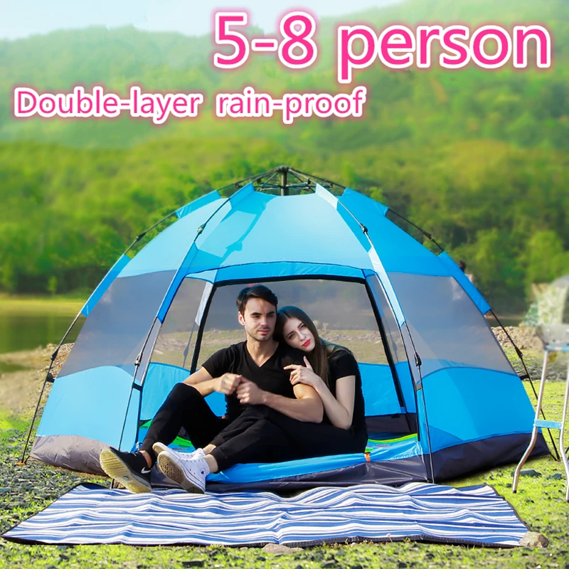 2 Person Automatic Pop Up Tent Green Dual Layer Outdoor Sleeping Travel