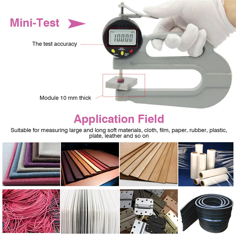 0-10mm Digital Thickness Gauge Electronic Leather Film Paper Plate Thickness Meter Tester 0.001mm Resolution Long Handle Measure (7)_