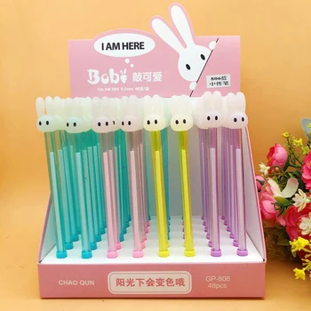 

4 Pcs/set Cute 0.5mm Animal Rabbit Changing Color Gel Pens Black Blue Ink Signature Pen School Office Supply Gift Stationery