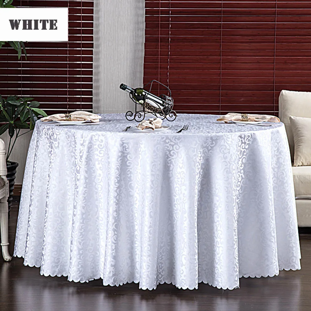 

Multi Size Wedding Party Jacquard Polyester Fabric Solid Round Table Cloth Hotel Rectangular Tablecloth Home Dining Table Cover
