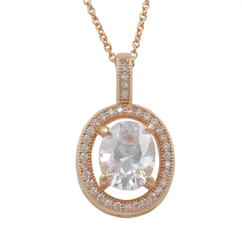 

WEIMANJINGDIAN Brand Oval Setting Cubic Zirconia Shinning Oval CZ Zirconia Pendants in Silver Color or Gold Color for Women