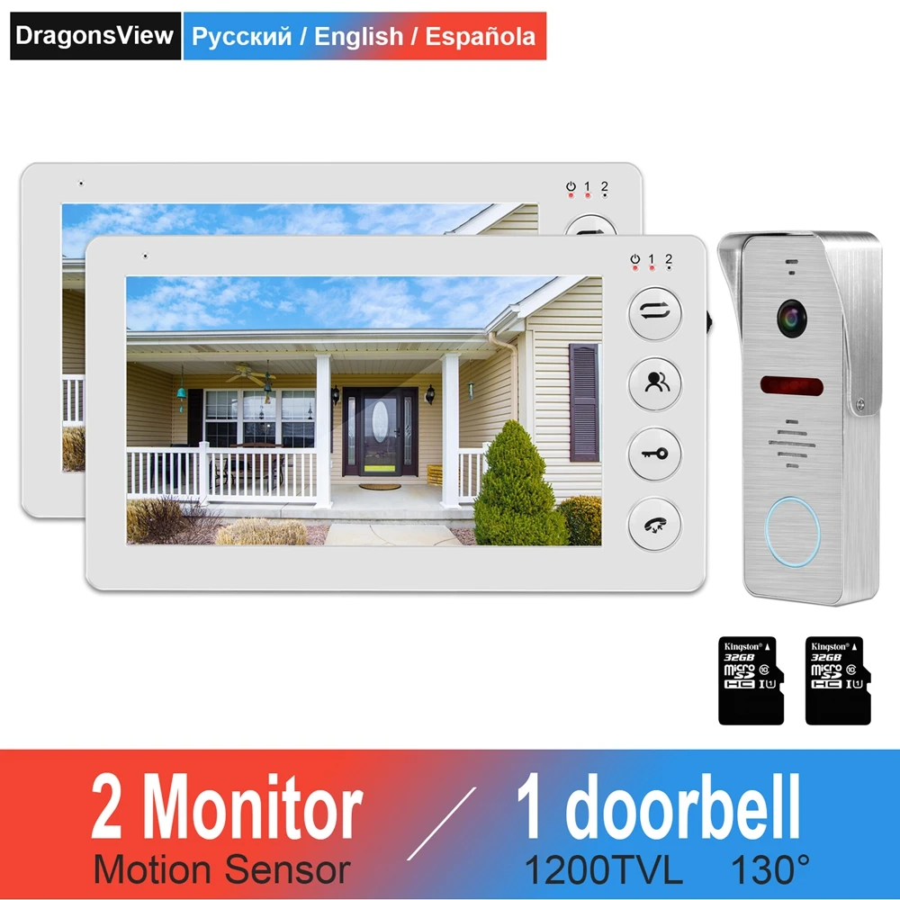 Video Door Phone Intercom Support Motion Detect 7inch Indoor Monitor x3 IR Doorbell Camera x3 For Home Video Intercom System Kit