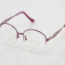 Женские элегантные модные сплав полуобода прогрессивные Мультифокальные рецептурные линзы оптические очки для чтения 1670