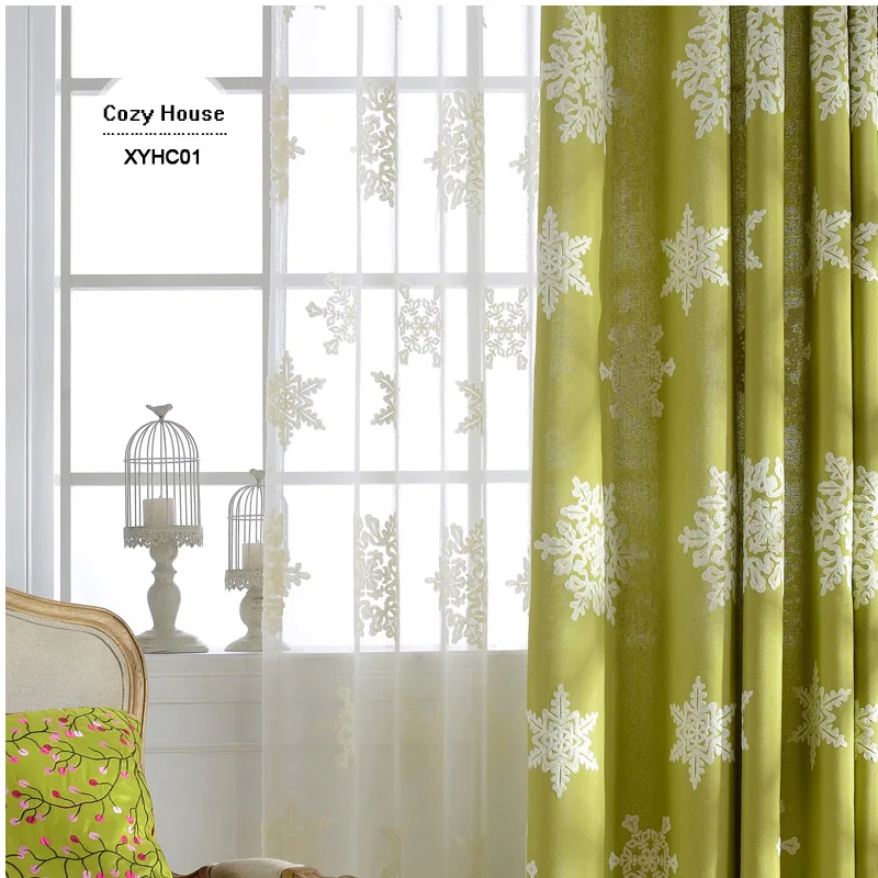 Тканевые затемняющие шторы элегантные драпировки для гостиной вышитая Снежинка