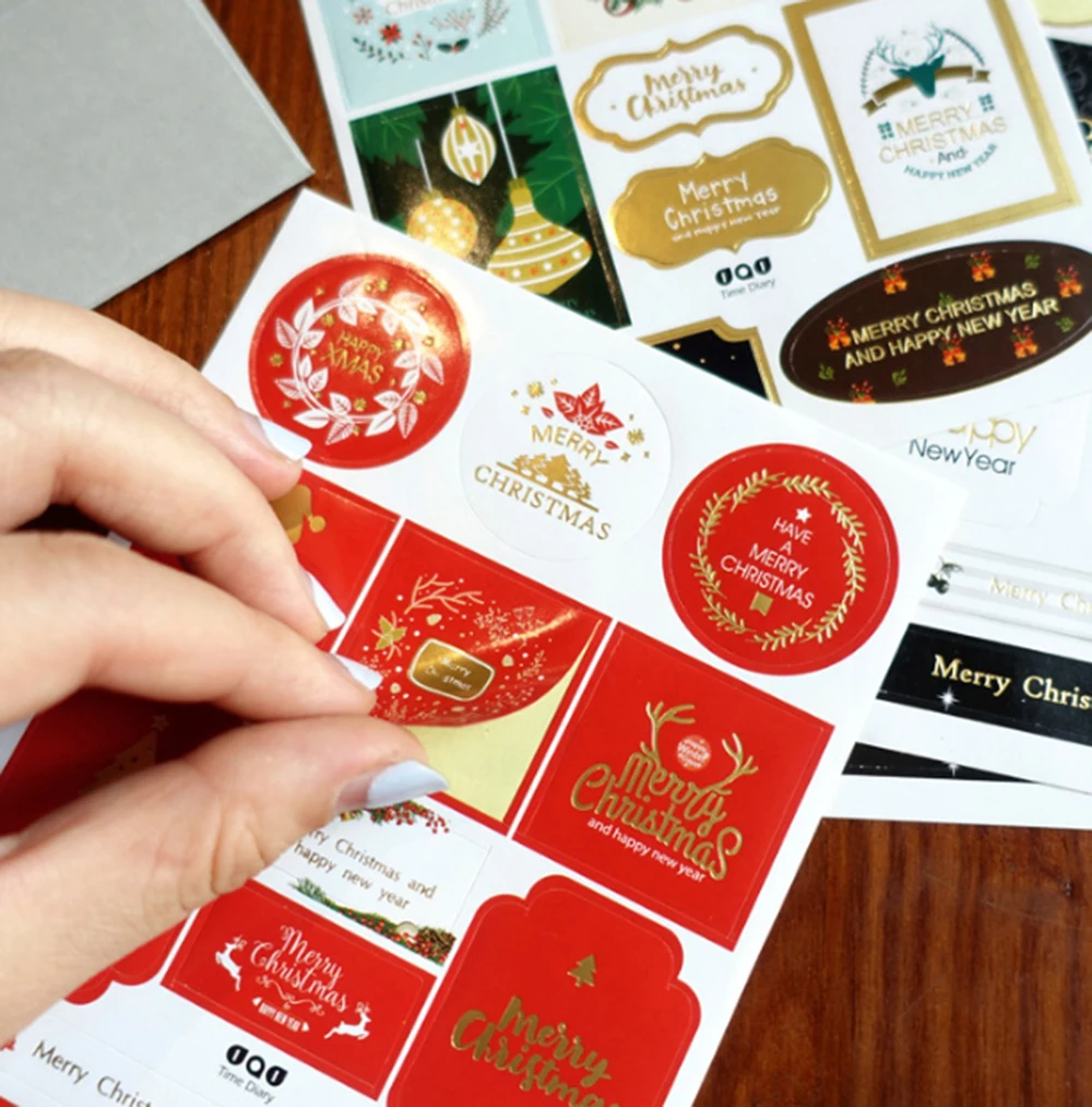 

2 Sheets/lot Christmas Decoration Gift Paper Sticker Diy Decoration Sticker for Album Scrapbooking Kawaii Stationery Post