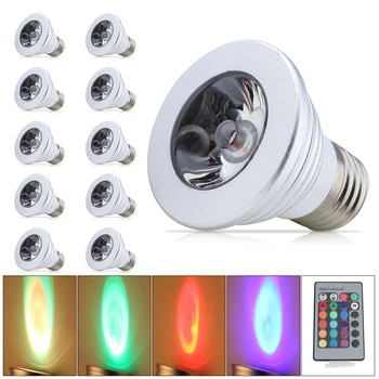 

10x 3W High Power E27 RGB LED Bulb Light 16 Color AC85-265V Lampada Changing lamp spotlight with Remote Controller Led Lights