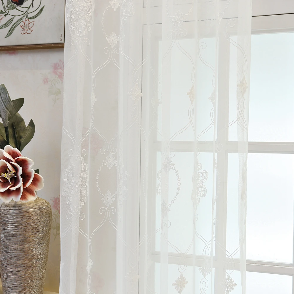 Modern Tulle Curtains for Living Room Kitchen Geometric Sheer Curtains for Bedroom Voile Curtains for Window Tulle Door A970 (5)