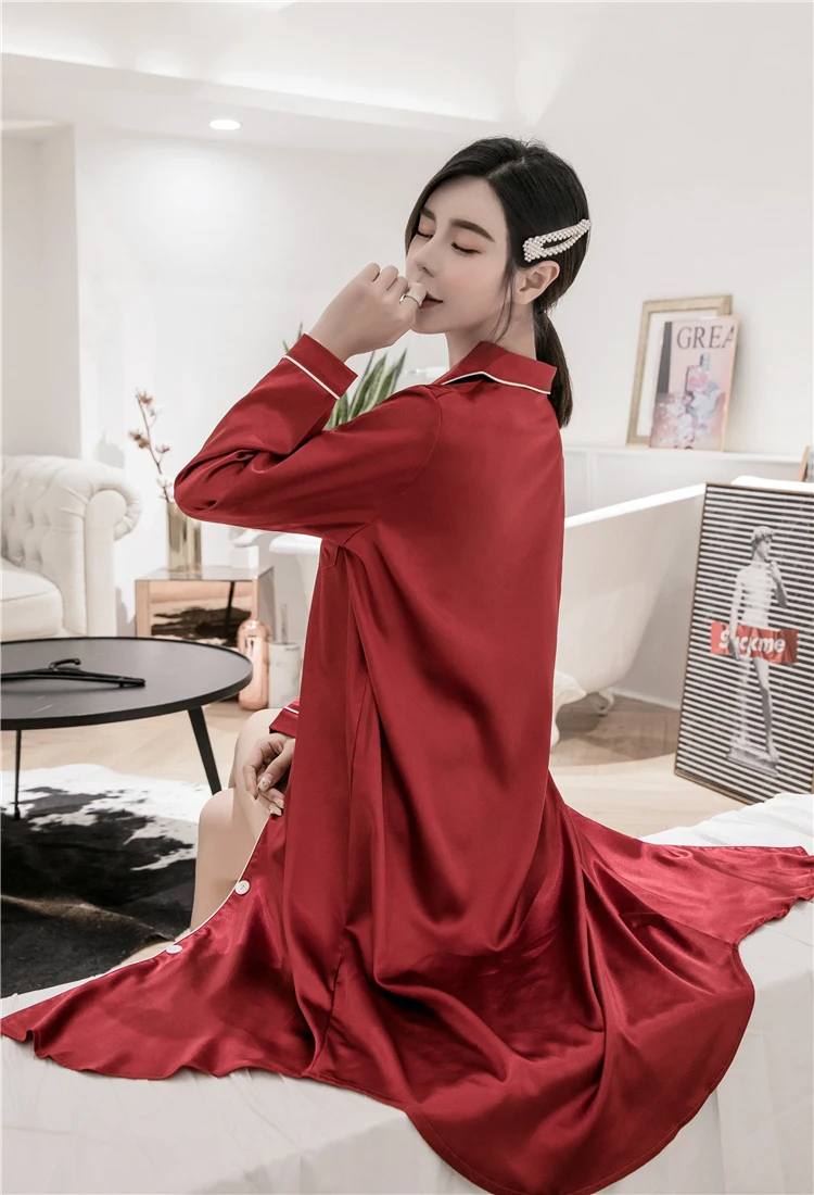 Женская Летняя шелковая пижама, ночная рубашка, Женская Летняя шелковая сексуальная пижама, Женская домашняя одежда в Корейском стиле