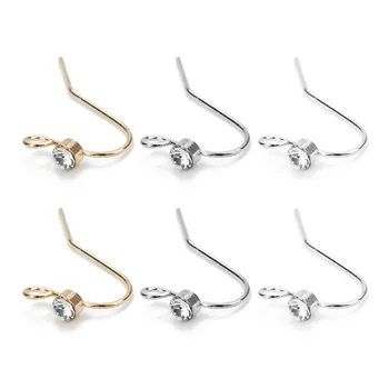 

20pcs Gold Silver Color Copper Pave CZ Ear Wires Hooks Connector Clasps DIY Stud Earrings Hooks Wire For Women Jewelry Findings