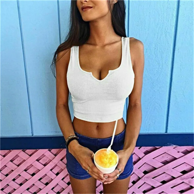 

Women Crop Top Summer Solid Color Tank Top Sleeveless Vest Tee Shirt Ladies Tops Streetwear Casual Women T Shirt Debardeur Femme