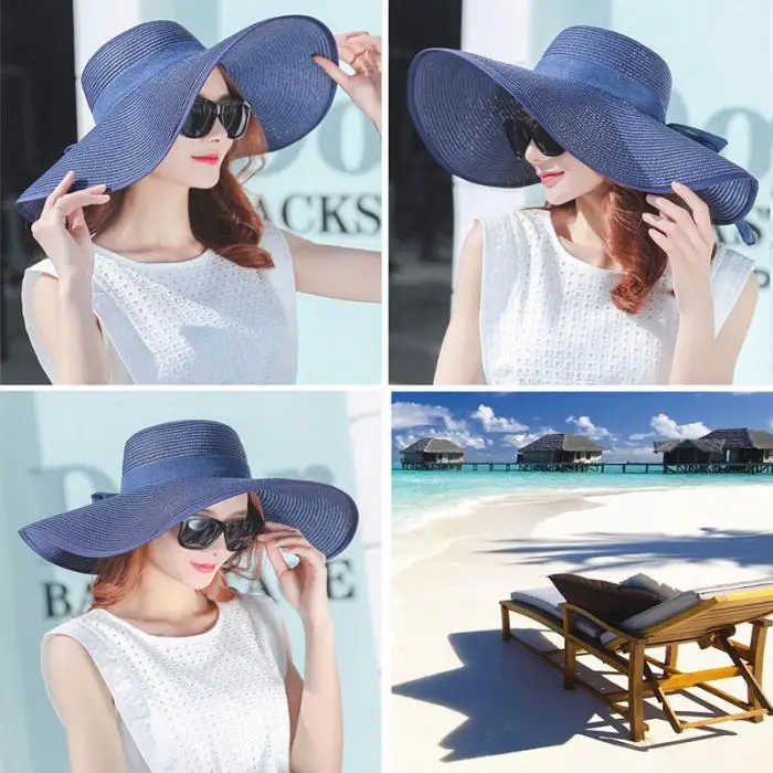 Новые модные женские летние шляпы складные широкие большие пляжный навес солнце соломенная шляпка элегантные шляпы кепки s XD88