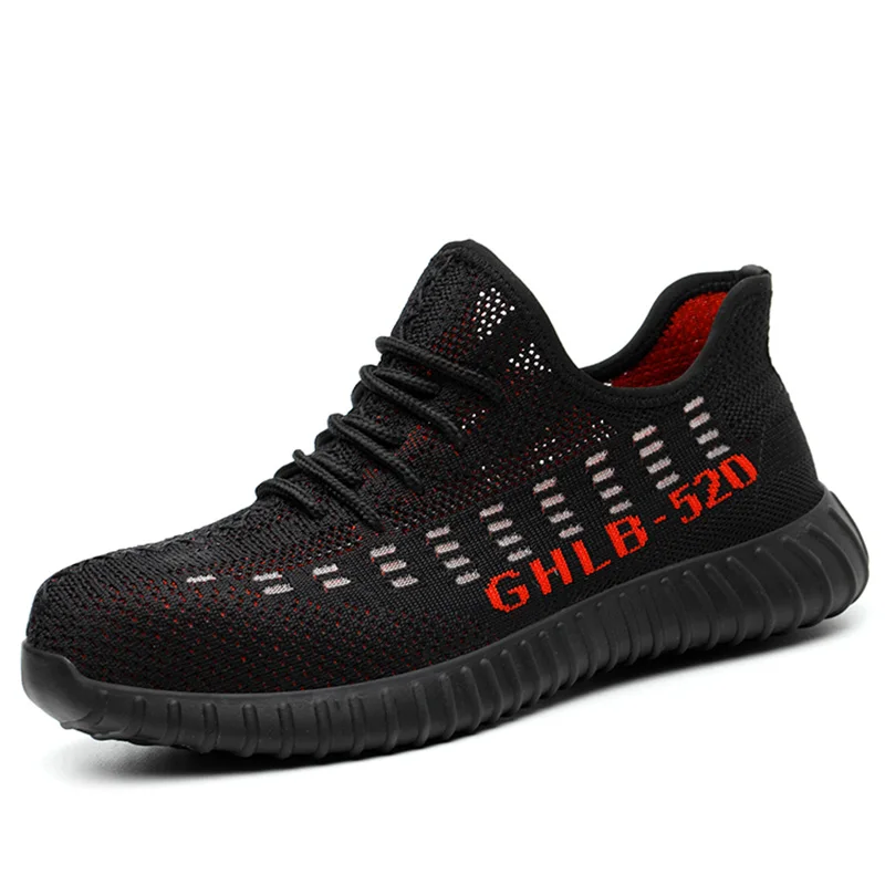 

big size mens casual breathable steel toe caps work safety shoes high quality building site worker shoe summer security boots