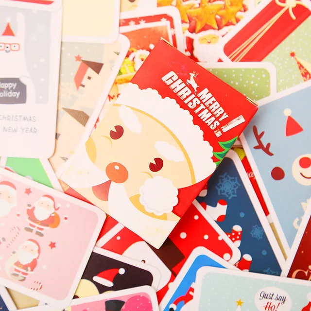 28pcs pack santa claus christmas elk mini lomo card greeting card postcard birthday letter envelope gift card set message card02 in paper envelopes santa envelopes