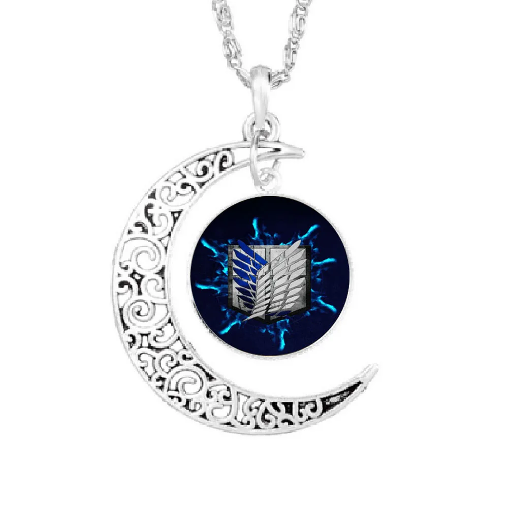 

JP anime Attack on Titan Pendant women men Moon Necklace 1pcs/lot Fahsion vintage handmade jewelry cosplay chain 2017 toy figure