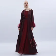 Женское кимоно с блестками и кисточками кардиган мусульманское