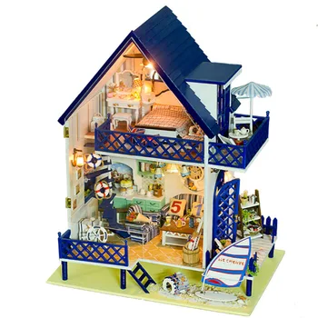 

Diy casa de boneca Miniature Doll House Model Building Kits Wooden Furniture Toys Birthday Gifts Dollhouse-Love Bali Island