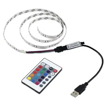 USB Powered 5V RGB LED Strip light 60leds/m 3528 SMD Non-Waterproof Tape For TV Background Lighting With Remote Controller