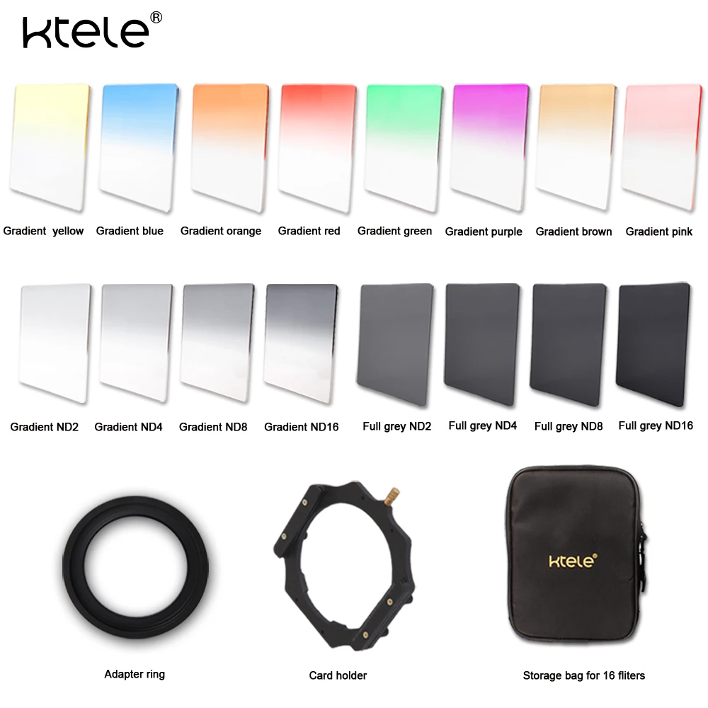

KTELE Z series gradient square lenses set ND gray lens filter GND Bracket Adapter Ring SLR filter 100*150mm