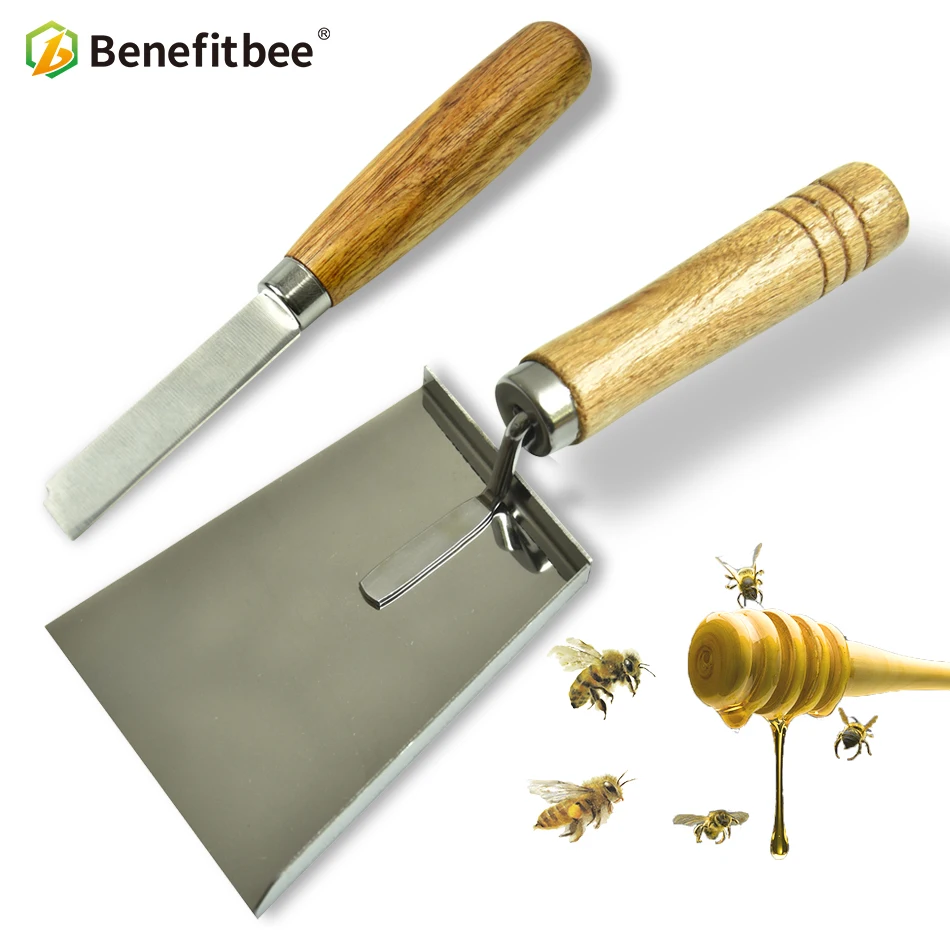 

Benefitbee 2pc Beekeeping Stainless Steel Shovel Scraper Knife Tool Wooden Handle For Beehive Frame Excluder Cleaning Apiculture