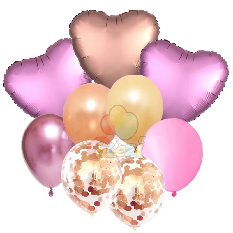 9 шт. 18 дюймов металлическое сердце конфетти для воздушного шара латексные шары на день рождения вечерние принадлежности Свадебный декор юбилей globos подарки для девочек - Цвет: Heart 6
