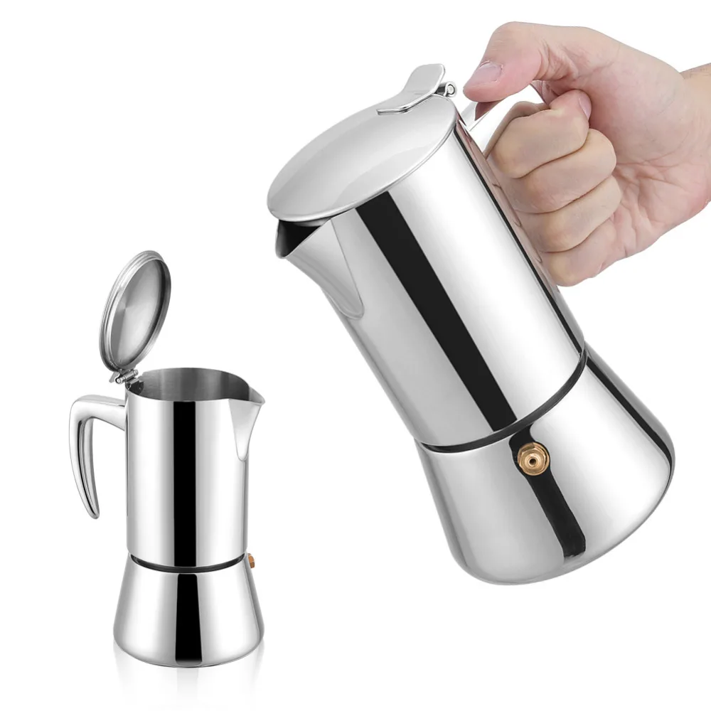 200ml Kitchen Drip Kettle Tea Pot Stainless Steel Moka Pot Espresso