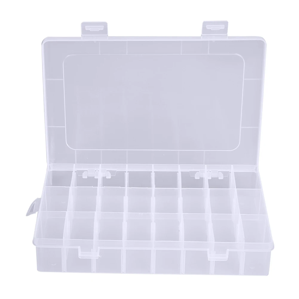 

24 Compartments Plastic Pill Cases Jewelry Candy Storage Box Vitamin Medicine Pill Box Storage Case Container White