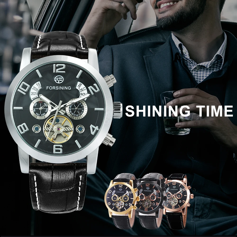 Часы FORSINING Мужские механические с календарем и турбийоном 2019|box brand|watch brand menwatch men |