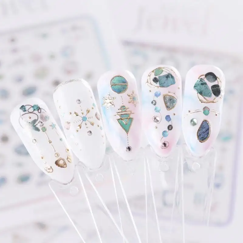 

Newest 3d Nail Art Stickers Decals 3d Adhesive Sticker Colorful Diamond Pattern Sticker Tool Diy Nail Decoration Tools