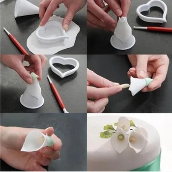 

7pcs/set Calla Lily Flower Former Modelling Cutter Sugarcraft Decorating DIY Fondant Cake Baking Plunger Tool Moulds 01086