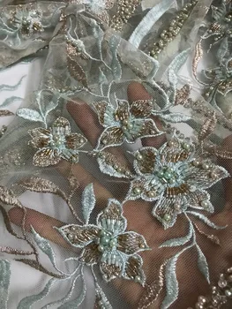 

Luxury PWD18112202 beaded African French Lace Fabric Embroidered Nigeria French Net Lace fabric
