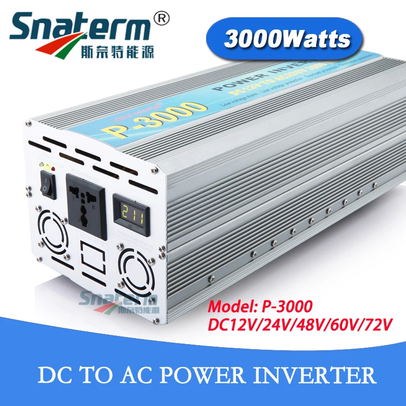 

P-3000 3KW/3000W (Peak 6000w) Solar off grid Power Inverter DC 12V/24V/48V/60V/72V to AC 220V 230V 240V Modified Wave Converter