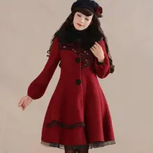 Женское осенне-зимнее винтажное однобортное шерстяное пальто с отложным воротником и длинным рукавом