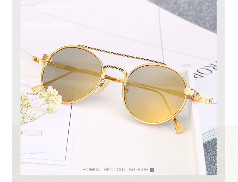 LEIDISEN фирменный дизайн женские металлические солнцезащитные очки круглые солнцезащитные винтажные очки, ретро Зеркальные Круглый Объектив очки Oculos de sol