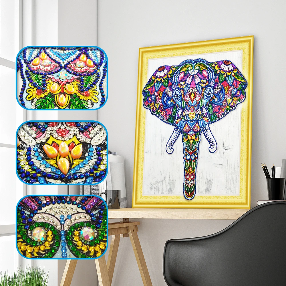 

YIKELA Special Shape Diamond Embroidery Animal DIY Diamond Painting Elephant Cross Stitch Picture Of Rhinestone 40x50cm