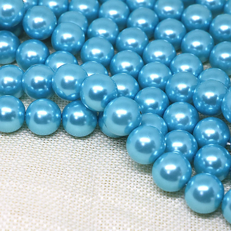 Sky blue imitation pearl round loose beads fashion women charms fit diy necklace jewelry making 4-14mm 15inch B1616