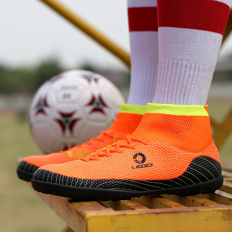 Outdoor Men Boys Soccer Shoes Football Boots High Ankle Kids Cleats Training Sport Sneakers Size 35-45 (21)